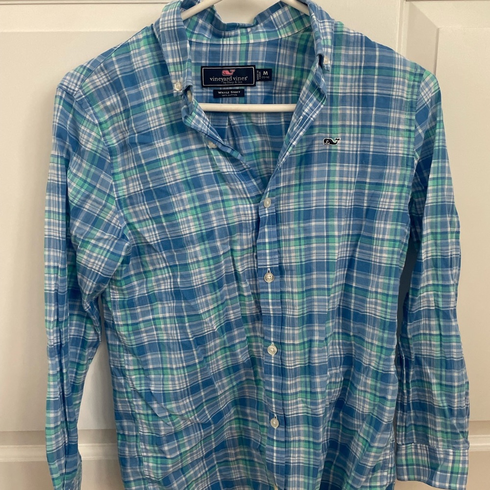 Vineyard Vines Blue & Green Plaid Button-Down Shirt - Kids